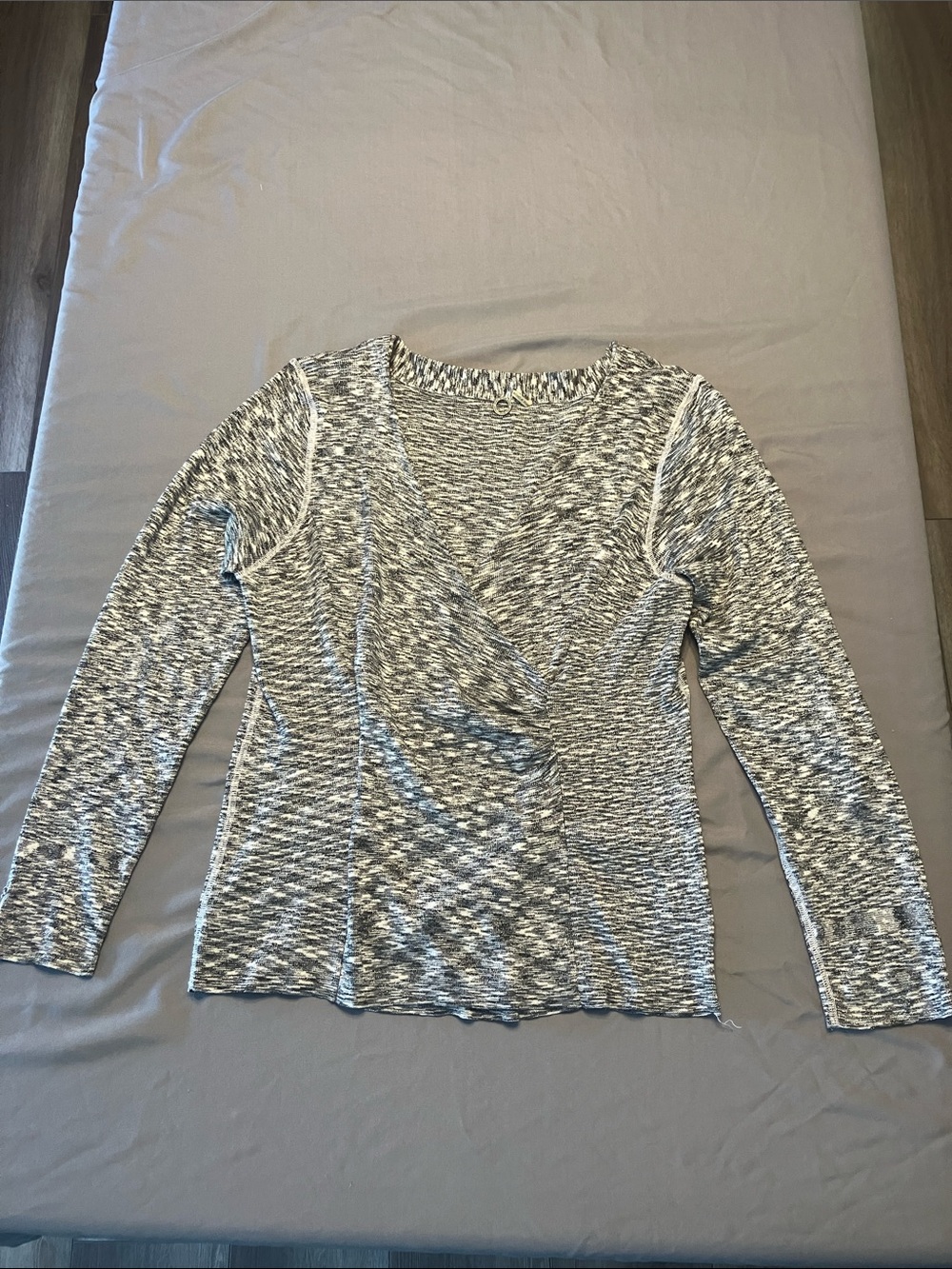One Girl Who Gray and White Marled Long Sleeve Top